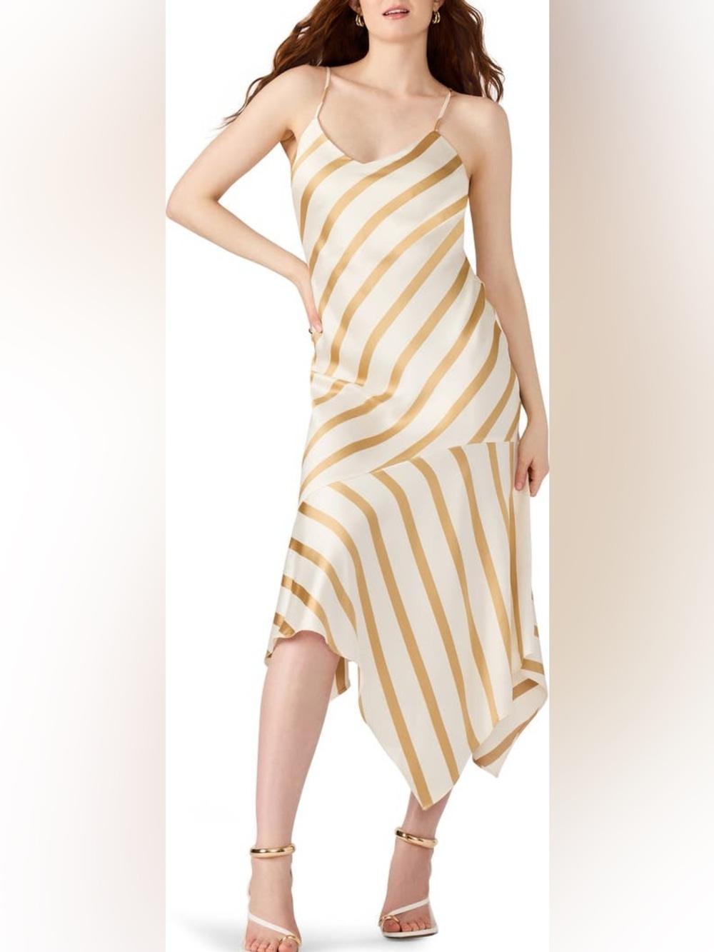 Steve Madden Stripe Pleated Waist Long Sleeve Shirtdress.  Size Medium